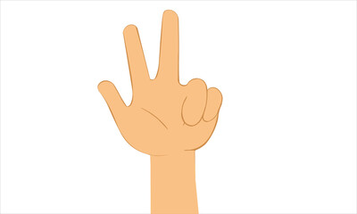 Hand Vector illustration. Human Cartoon hand up in the air. Three Fingers Up
