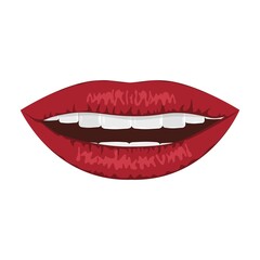 Lips. Women's red lips. Beauty. Sexuality. Vector. Drawing. Closeup. Can be used for web design