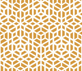 Abstract geometric pattern. A seamless vector background. White and gold ornament. Graphic modern pattern. Simple lattice graphic design