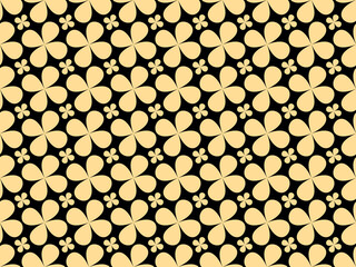 Flower geometric pattern. Seamless vector background. Gold and black ornament