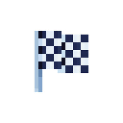 Checkered flag. Pixel art icon. Auto Moto racing. Game assets. Isolated abstract vector illustration. 8-bit sprite. 
