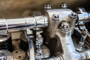 Closeup of an old spitfire engine