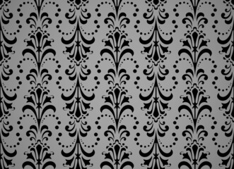 Wallpaper in the style of Baroque. Seamless vector background. Black and gray floral ornament. Graphic pattern for fabric, wallpaper, packaging. Ornate Damask flower ornament