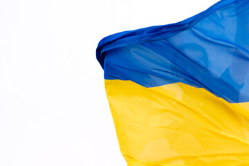 flag of ukraine. copy espace white background