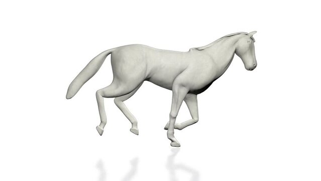 Paper horse running, seamless loop, against white