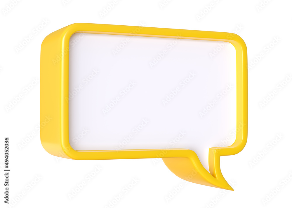 Poster 3d minimal yellow chat bubble isolated on a white background with copy space. speech bubble icon. co