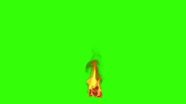 Soldier on fire crawling in agony, Green Screen Chromakey