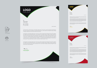 Professional Minimalist Corporate company modern Letterhead template set 3 colors