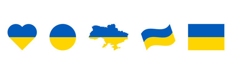 Ukraine flag set. Concept icons, vector illustration.