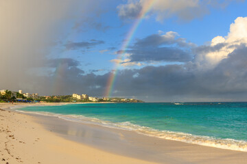 rainbow over the beach - obrazy, fototapety, plakaty
