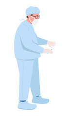 General surgeon semi flat color vector character. Medical doctor. Standing figure. Full body person on white. Healthcare worker simple cartoon style illustration for web graphic design and animation