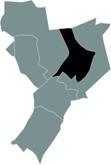 Black flat blank highlighted location map of the VENLO-STAD DISTRICT inside gray administrative map of Venlo, Netherlands