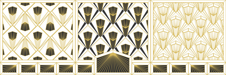 Abstract seamless pattern in Art Deco style.