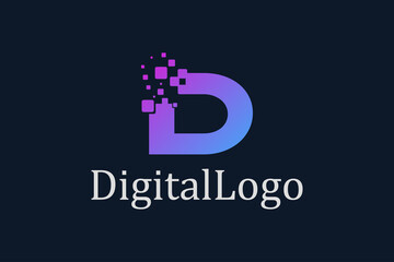 Abstract Initial Letter D Logo. Digital Logo With Pixel Dots. Usable for Business and Technology Logos