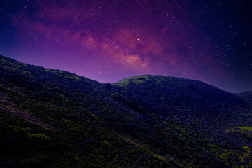 Fototapeta na wymiar Landscape with Milky Way. Night sky with stars