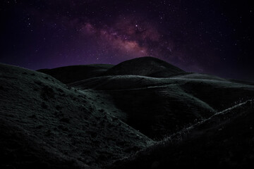 Landscape with Milky Way. Night sky with stars