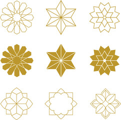 Geometric ornament template set. Vector arabic ornamental symbols