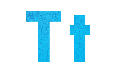 Fototapeta premium Alphabet uppercase and lowercase letters T with wall texture. Blue letter T in upper and lower case isolated on white background..