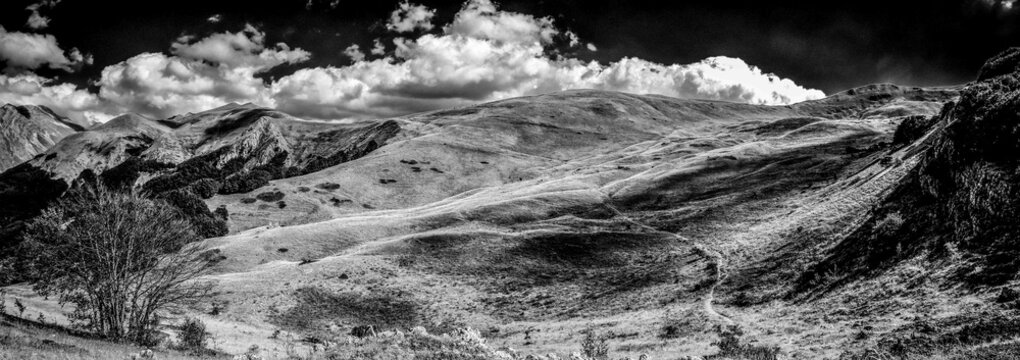 Greyscale landscape in Terminillo, Lazio, Italy