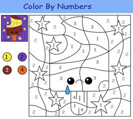 children's educational game. coloring by numbers. chocolate ice cream with stars.