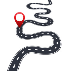 Illustration of road with red pin