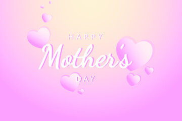 Happy mother's day banner with flying hearts. Woman day card design