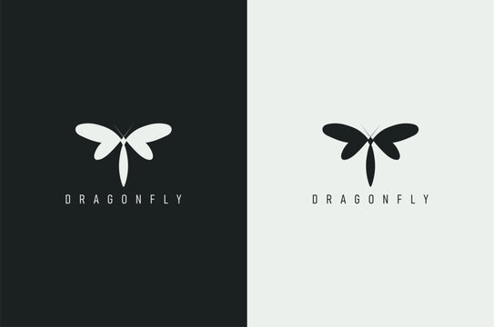 Minimal dragonfly logo, Abstract dragonfly logo.