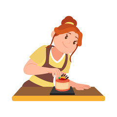 Isolated happy woman making a dessert Vector illustration
