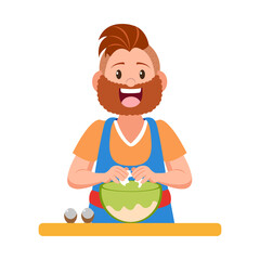 Isolated happy man making a dessert Vector illustration