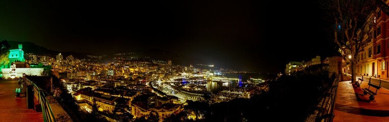 Fototapeta na wymiar Nachtpanorama Skyline von Monte Carlo - Monaco