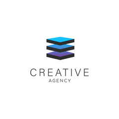 Global technology - abstract geometric logo template.