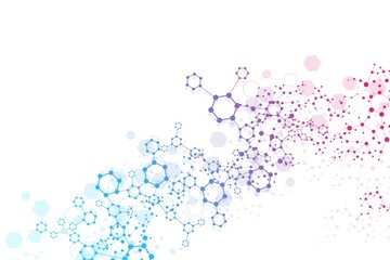 Science network pattern, connecting lines and dots. Technology hexagons structure or molecular connect elements.