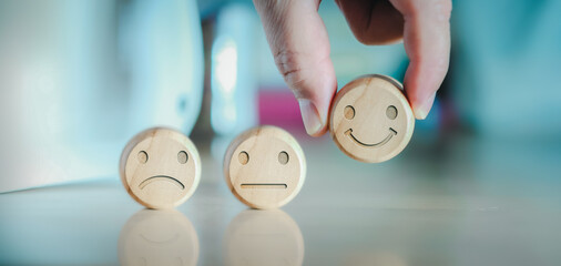 Customer review satisfaction feedback survey opinion concept, User give rating to service...