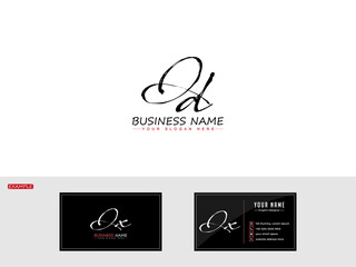 Brush QD Letter Icon Logo, Handwriting qd Signature Logo for simple exclusive boutique shiny business with business card design