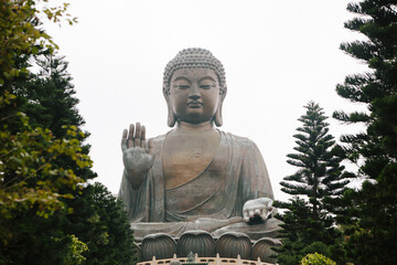 Closeup of the Budda sculpture in Hong Kong