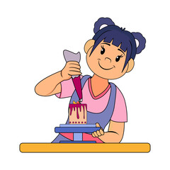 Isolated happy woman making a dessert Vector illustration