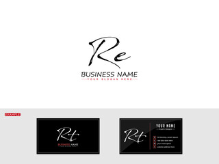 Brush RE er Signature logo, Signature re Letter Logo Design For stylish beauty luxury fashion brand and business card