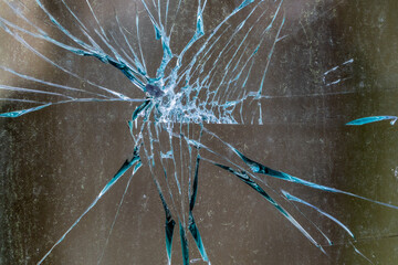 Closeup shot of a shattered glass surface