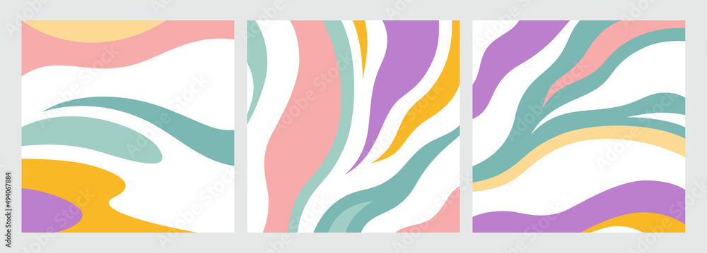Poster vector colorful pattern with flowing waves. abstract art wallpaper. modern illustration for banners,