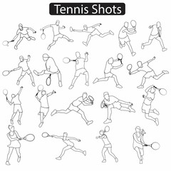 Fototapeta na wymiar A set of Tennis shots line icon