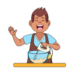 Isolated happy man making a dessert Vector illustration