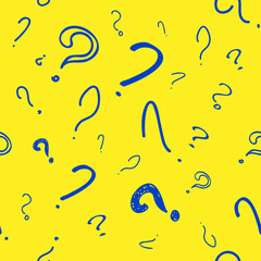 Vector illustration. Question mark seamless pattern. Seamless vector pattern with hand-drawn question marks. Grunge hipster background. Black punctuation marks, hand drawn.