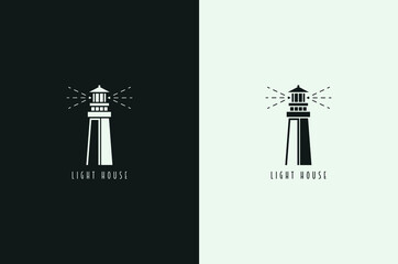 Minimal Light House Logo, Abstract Light House Logo.
