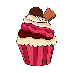 Isolated decorated cupcake Gourmet dessert Sweet food Vector illustration