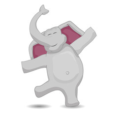 vector illustration cute happy elephant dancing alone