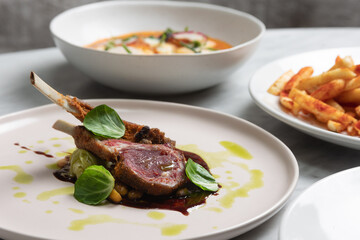 Meal at fine dining restaurant