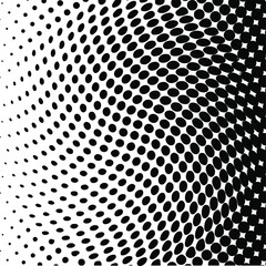 White and black circles, gradient halftone background. Vector illustration.