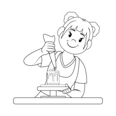 Isolated happy woman making a dessert Vector illustration