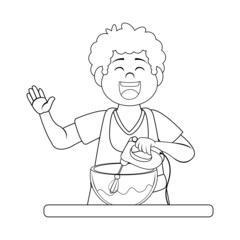 Isolated happy man making a dessert Vector illustration