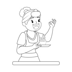 Isolated happy woman making a dessert Vector illustration
